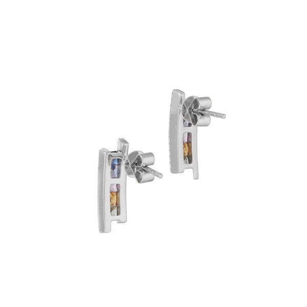Fancy Sapphire Earrings in 18K White Gold