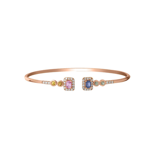 Fancy Sapphire Bangle in 18K Rose Gold