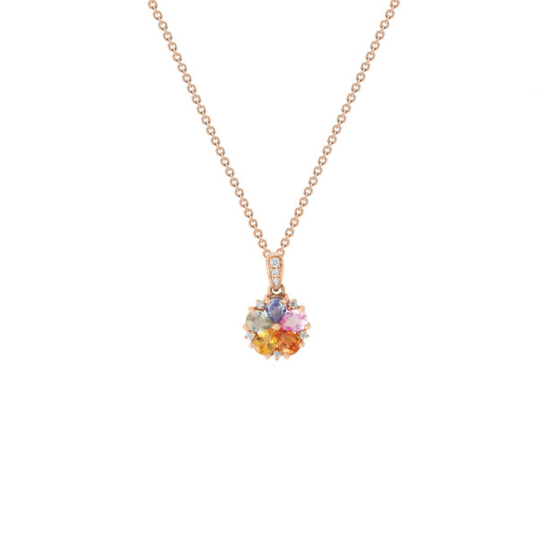 Fancy Sapphire Necklace in 18K Rose Gold
