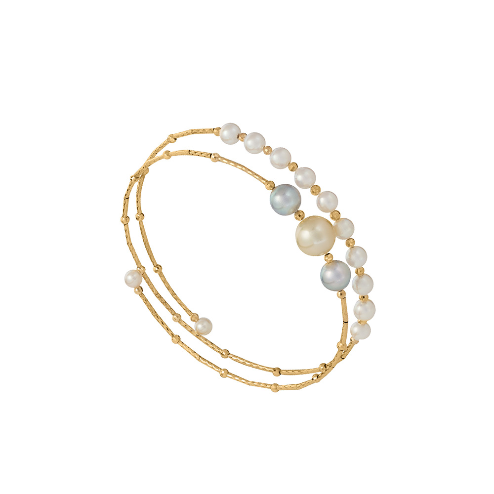 Pearl Bangle in 18K Yellow Gold